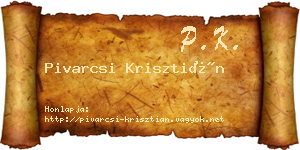 Pivarcsi Krisztián névjegykártya